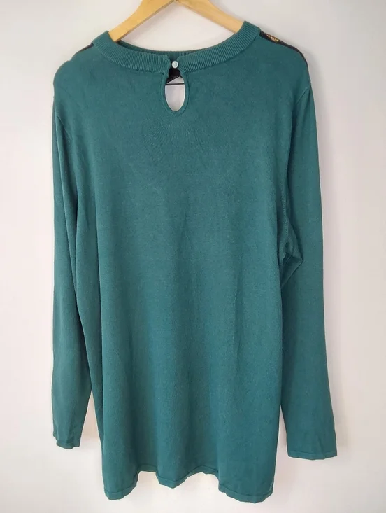 Torrid Green Pullover Lace Keyhole Cutout Knit Sweater - Picture 6 of 7